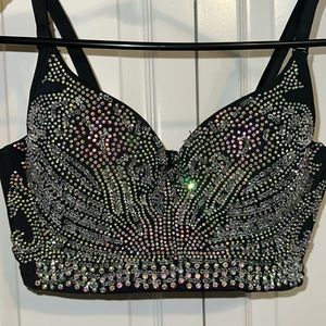 Corset rhinestone top